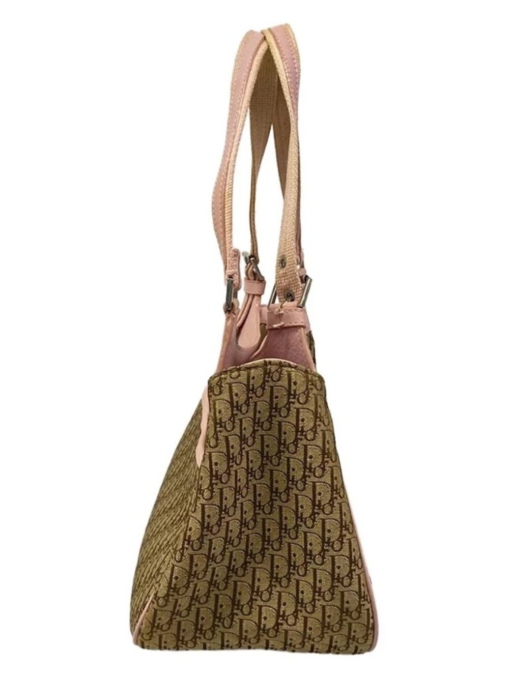 DIOR/ChristianDior Street Chic Beige Dark Brown Light Pink Jacquard Leather - Picture 2 of 15